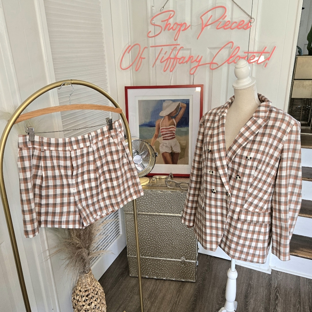 CHIC PLAID BLAZER & SHORTS SET BY NINE WEST 🧡